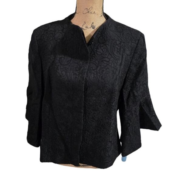 Preston & York Black Embroidered Bell Sleeve Cropped Jacket Size‎ 12 - Picture 1 of 11